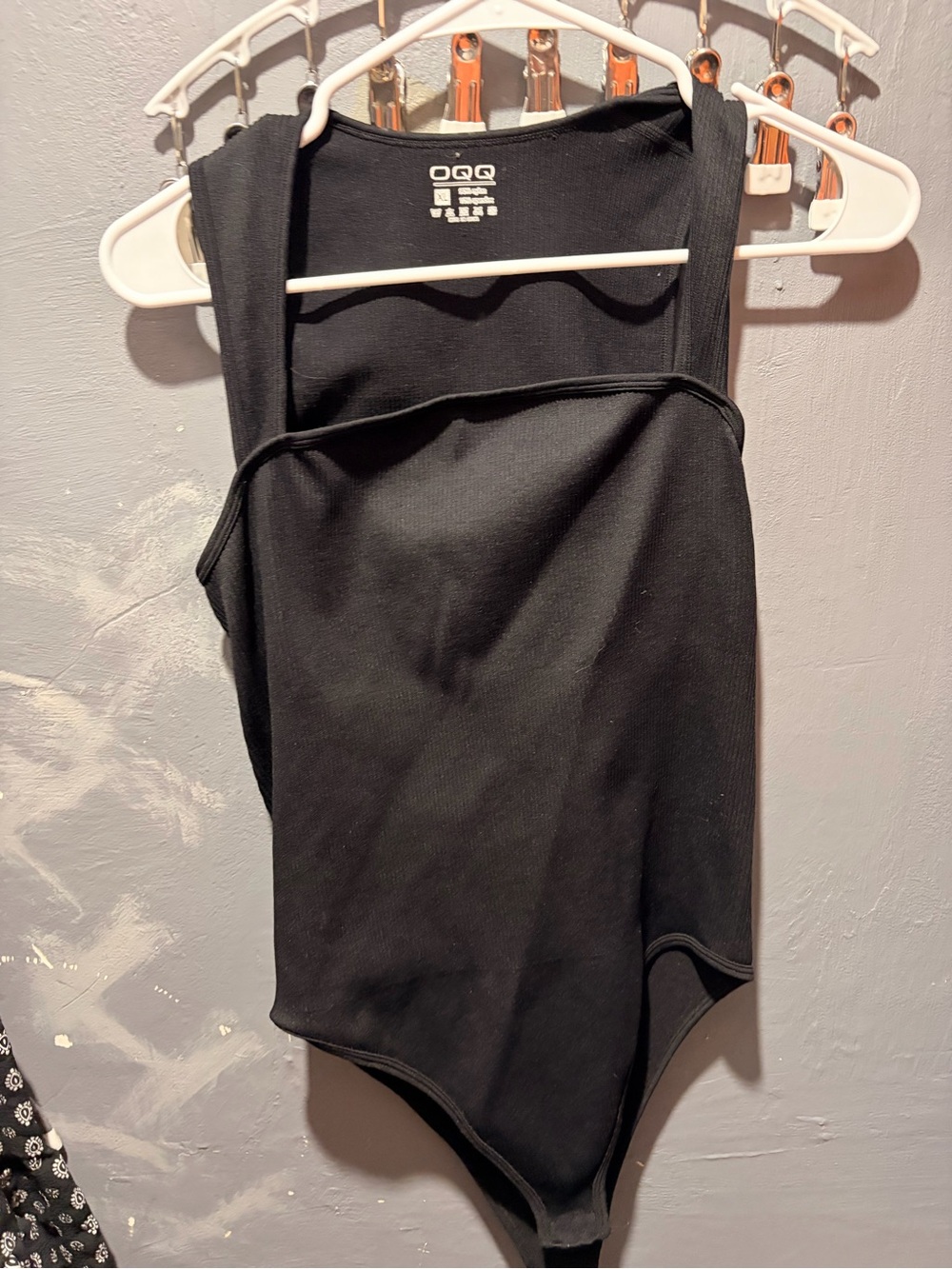 OGG Black Ribbed Tank Bodysuit